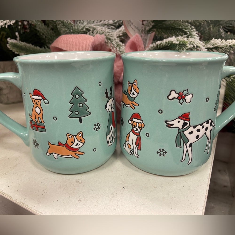 Clementine Christmas Dogs Corgi Frenchie Beagle Dalmatian Ceramic Mug NEW